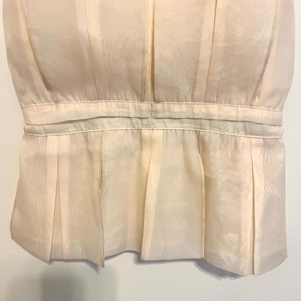 2/$30 Cloud Ten - Cream Spaghetti Strap Dressy Peplum Blouse Top Size Small - Picture 4 of 7